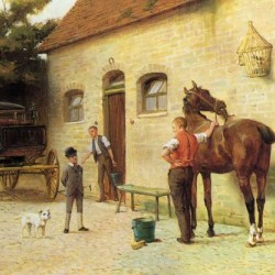 A family in front of their house
